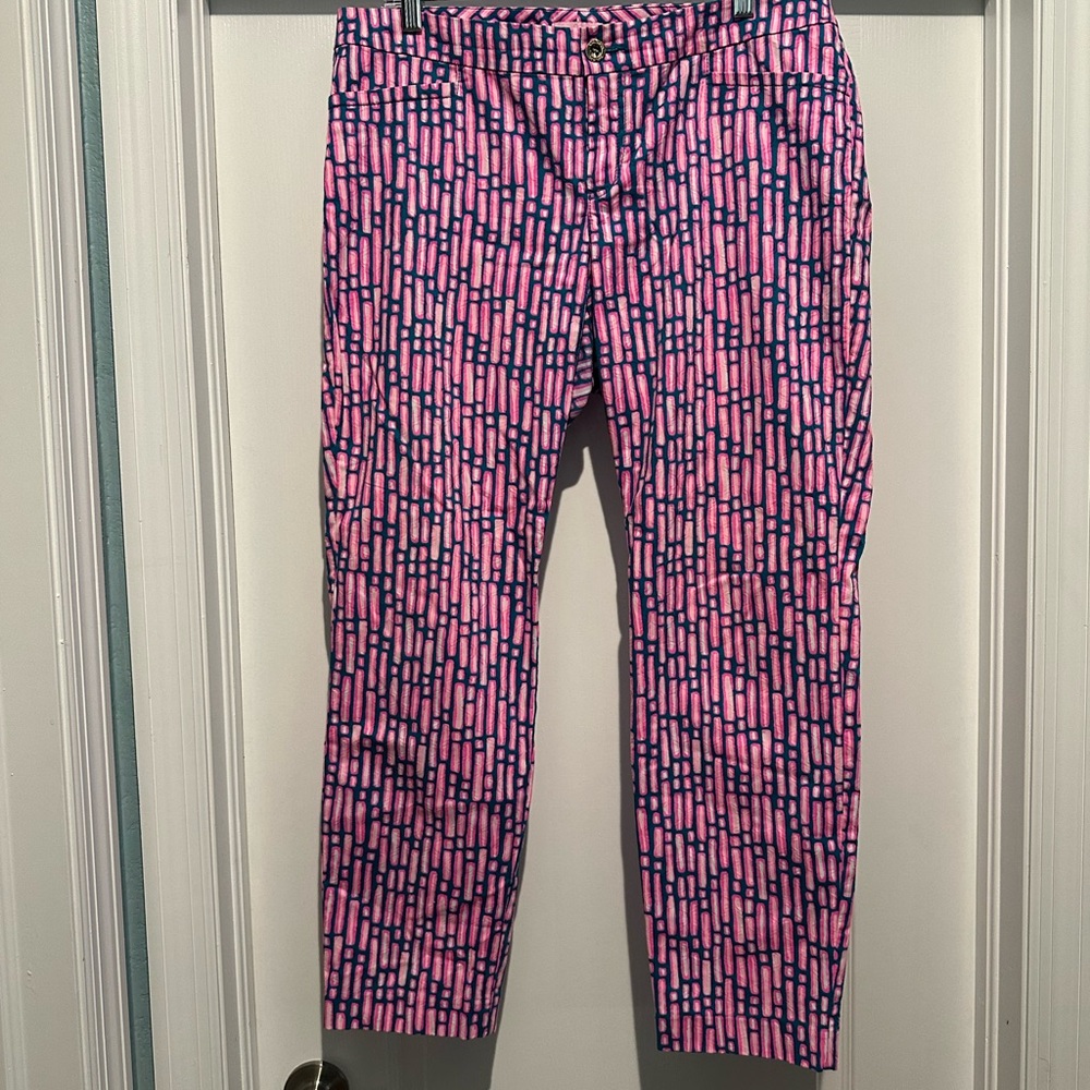 Lilly Pulitzer Pink & Navy Cropped Ankle Pants